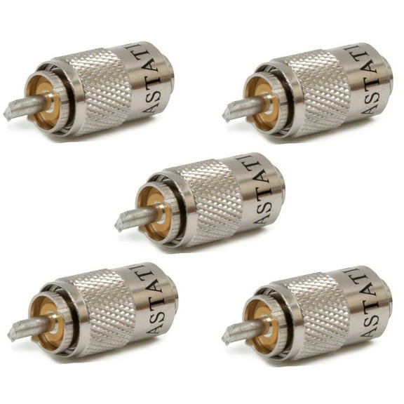 Pack of 5 Astatic Pl259 UHF Cb Ham Radio Coax Cable Connector Rg8u Rg213 Wire Lug