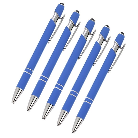 Pack of 5 Black Ballpoint Pen with Stylus Tip, 2 in 1 Stylus Pen, Retractable Metal Stylus Pen for Touch Screens, Black Ink, Medium Point - 1.0 mm