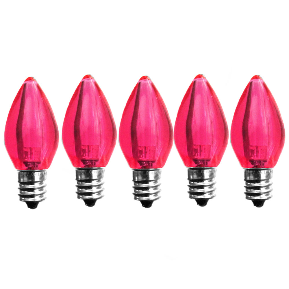 EZLS Pink Transparent Smooth C7 LED Replacement Bulbs, 5 Pack, E12 Base ...