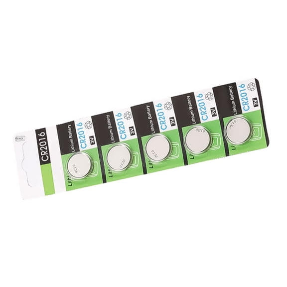 Pack of 5 CR2016 Lithium Button Cell Batteries for Keyfobs and Electronic Scale