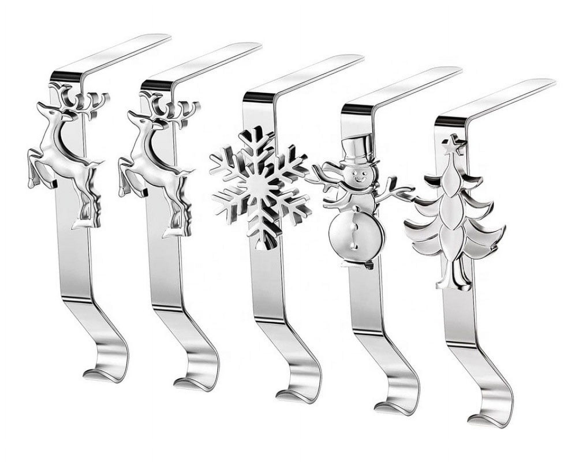 Pack of 5 Christmas Stocking Holders Mantel Hooks Hanger in 5 Styles
