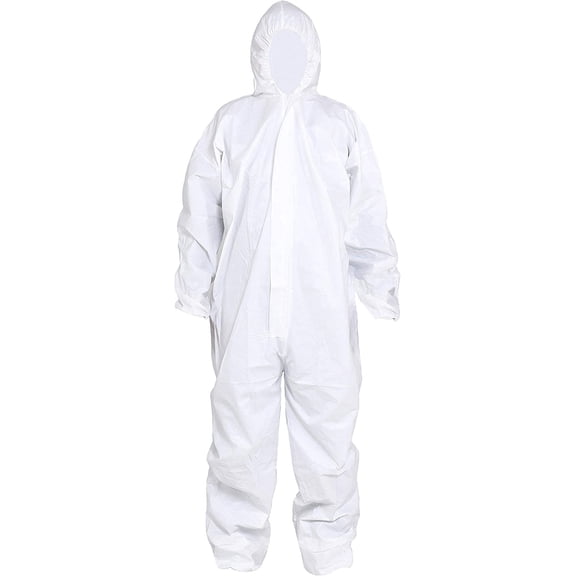 Pack of 5 Disposable Protective Coverall with Hood, Elastic Cuff for Spray Painting Cleaning Work,Breathable & Durable
