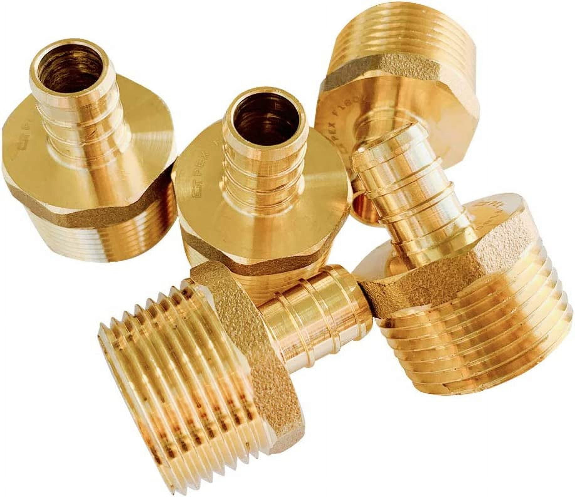 (Pack Of 5) EFIELD Pex 1/2 Inch X 3/4 Inch NPT Male Adapter Brass Crimp ...