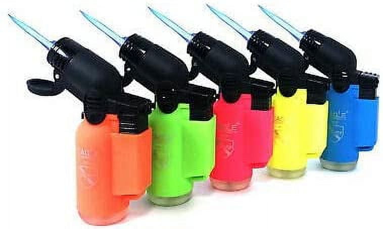 Pack of 5 Eagle Angle Torch 45 Degree Single Jet Flame Torch Lighter Windproof Refillable Lighter (Neon Colors)