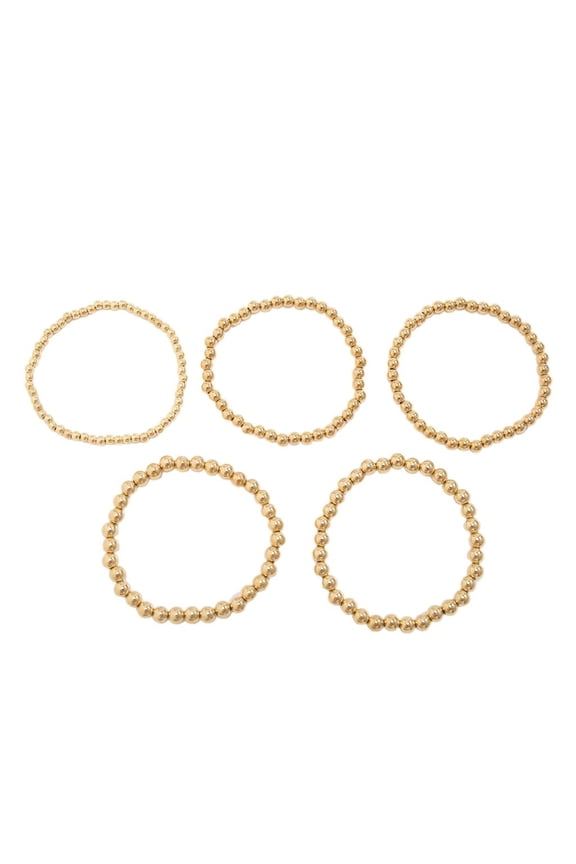 Pack of 5 Elegant Alloy Beaded Bracelets Stackable Wristchain Handmade Fade Resistant Jewelry Gift For Women