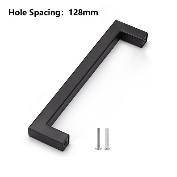 Pack of 5 Furniture Handles, Black Handles for Kitchen Cabinets, Hole Spacing