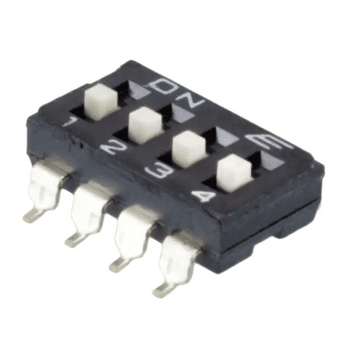 Pack of 5 KAE04LGGR Switch Dip SPST 4 Position Surface Mount Slide (Standard) Actuator 25mA 24VDC : RoHS, Cut Tape