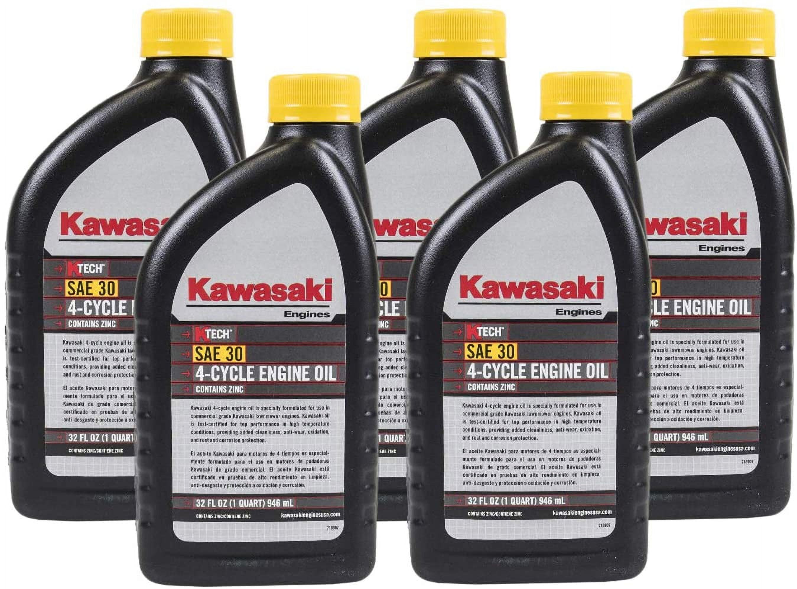 Pack of 5 Kawasaki 99969-6281 Genuine OEM K-Tech SAE 30 4-Cycle Engine Oil