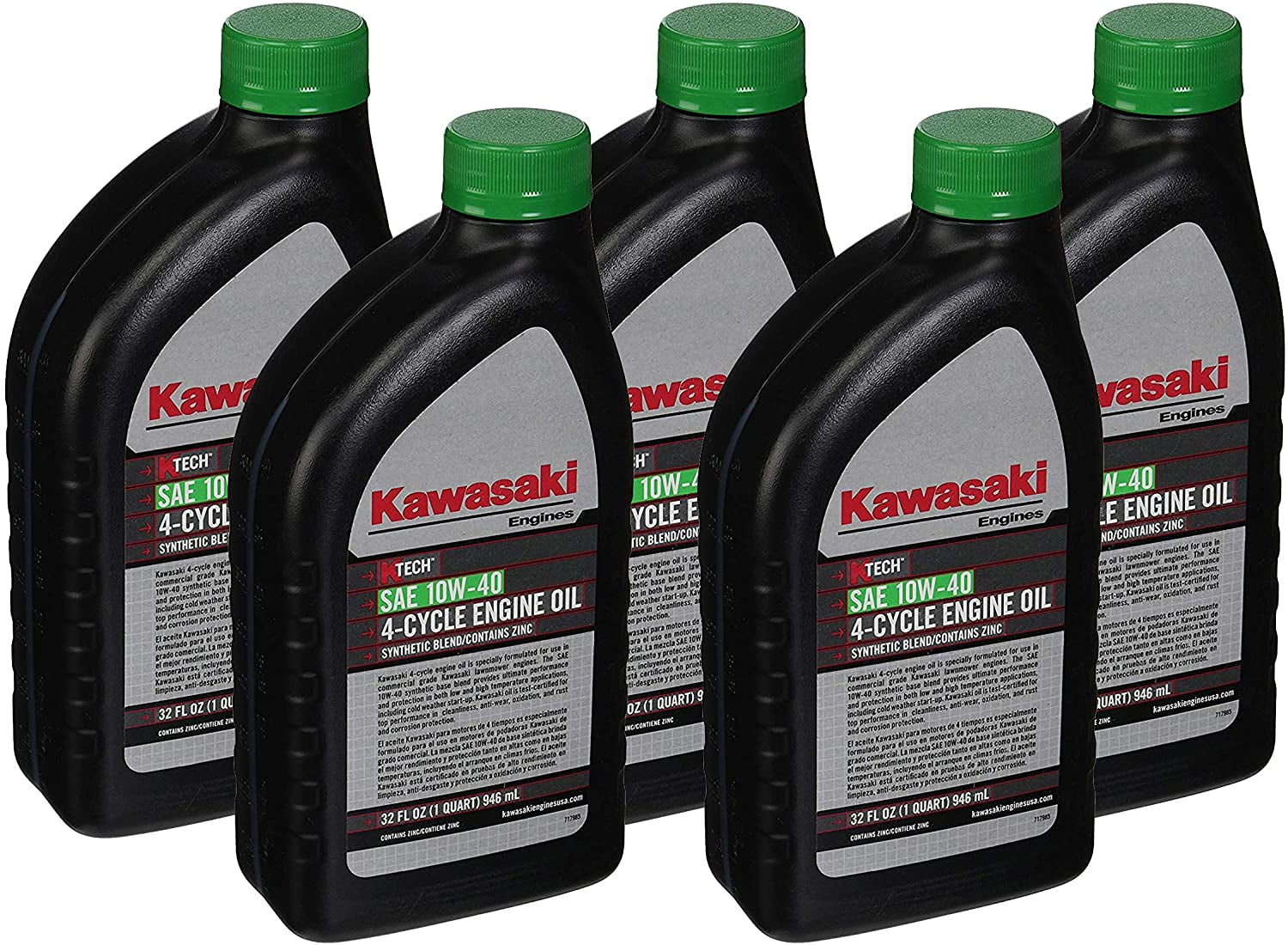 Kawasaki K-Tech Synthetic Blend Motor Oils 10W-40, 1 qt (5 Pack)