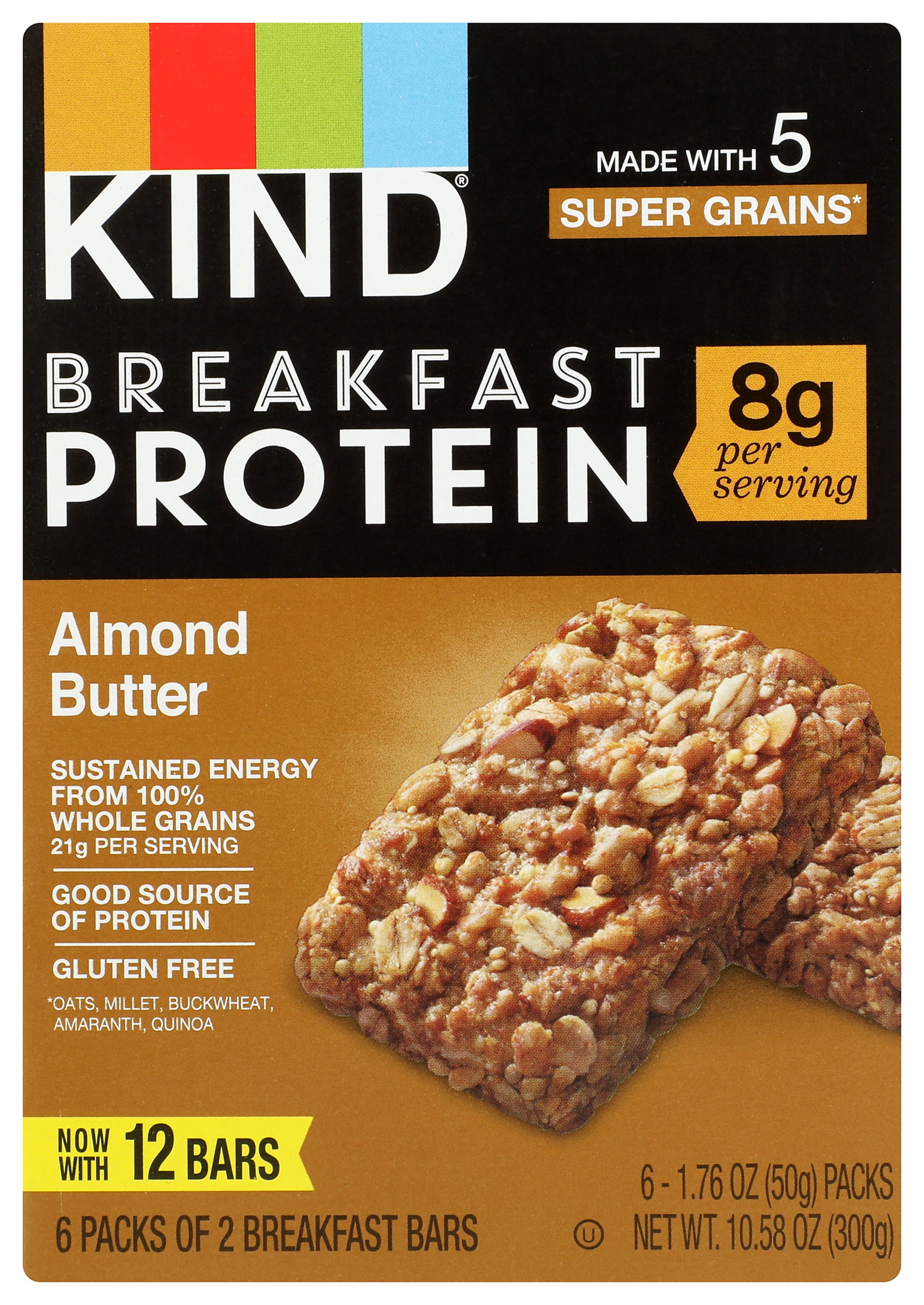 Pack of 5, Kind Almond Butter Breakfast Protein Bars, 10.58 oz