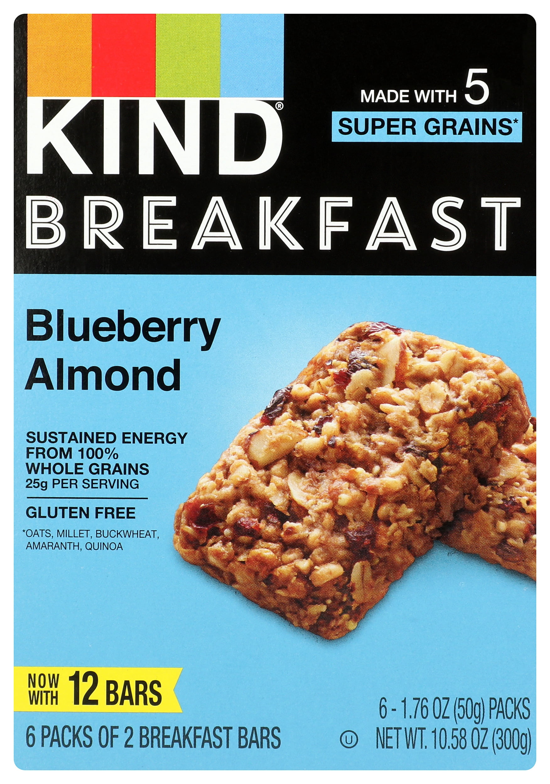 Pack of 5, Kind Blueberry Almond Breakfast Bars, 10.58 oz