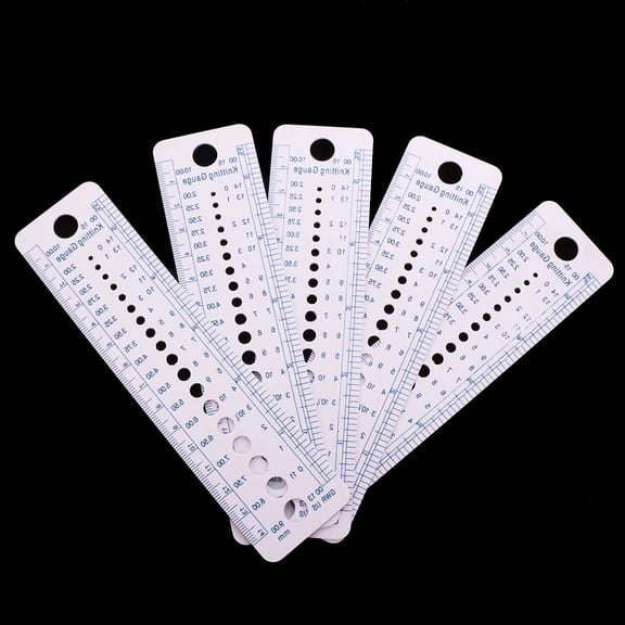 Pack of 5 Knitting Size Gauge Ruler - Inches/ and UK Sizes