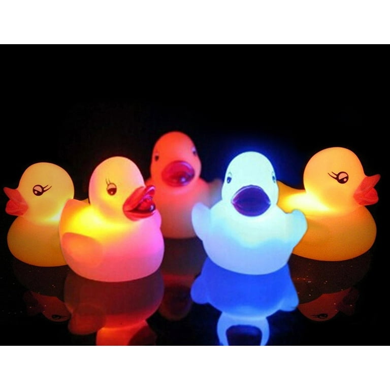 Pack of 5 Light Up Rubber Duckies Illuminating Color Changing Rubber
