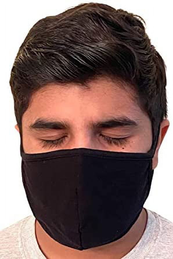 Pack of 5 Made in USA Fashion 2 Layer Protective Face Masks Unisex Washable Cotton Mask Hand Made… (black)