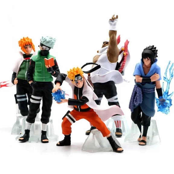 Pack of 5 Naruto Anime Action Figures, 4.5" Collectible Ninja Figures for Birthday Gifts, Cake Toppers & Home Decoration