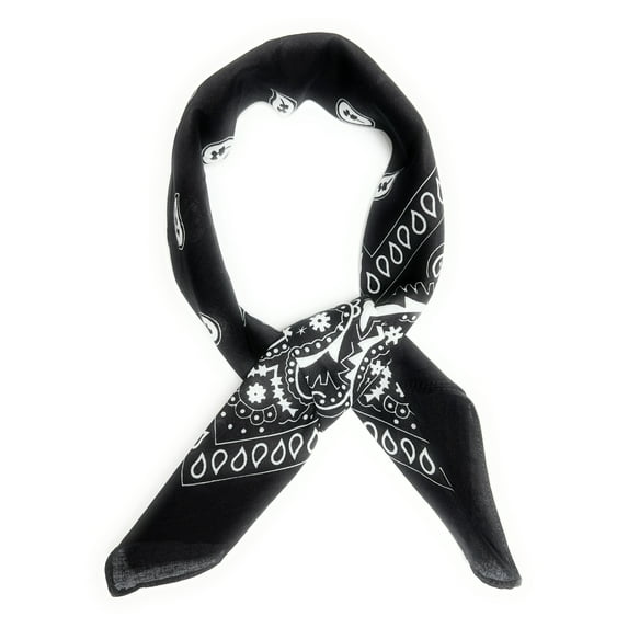 Pack of 5 Paisley Women's Neck Scarf Soft, Shiny 27"x27" Chiffon Square (Black)