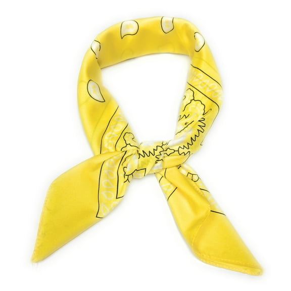 Pack of 5 Paisley Women's Neck Scarf Soft, Shiny 27"x27" Chiffon Square (Yellow)