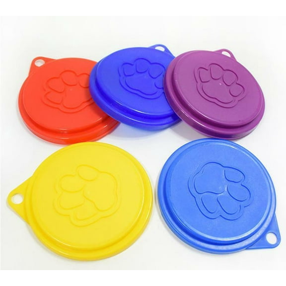 Pack of 5 Pet Cat Dog Food Storage Can Covers Lids Random Color