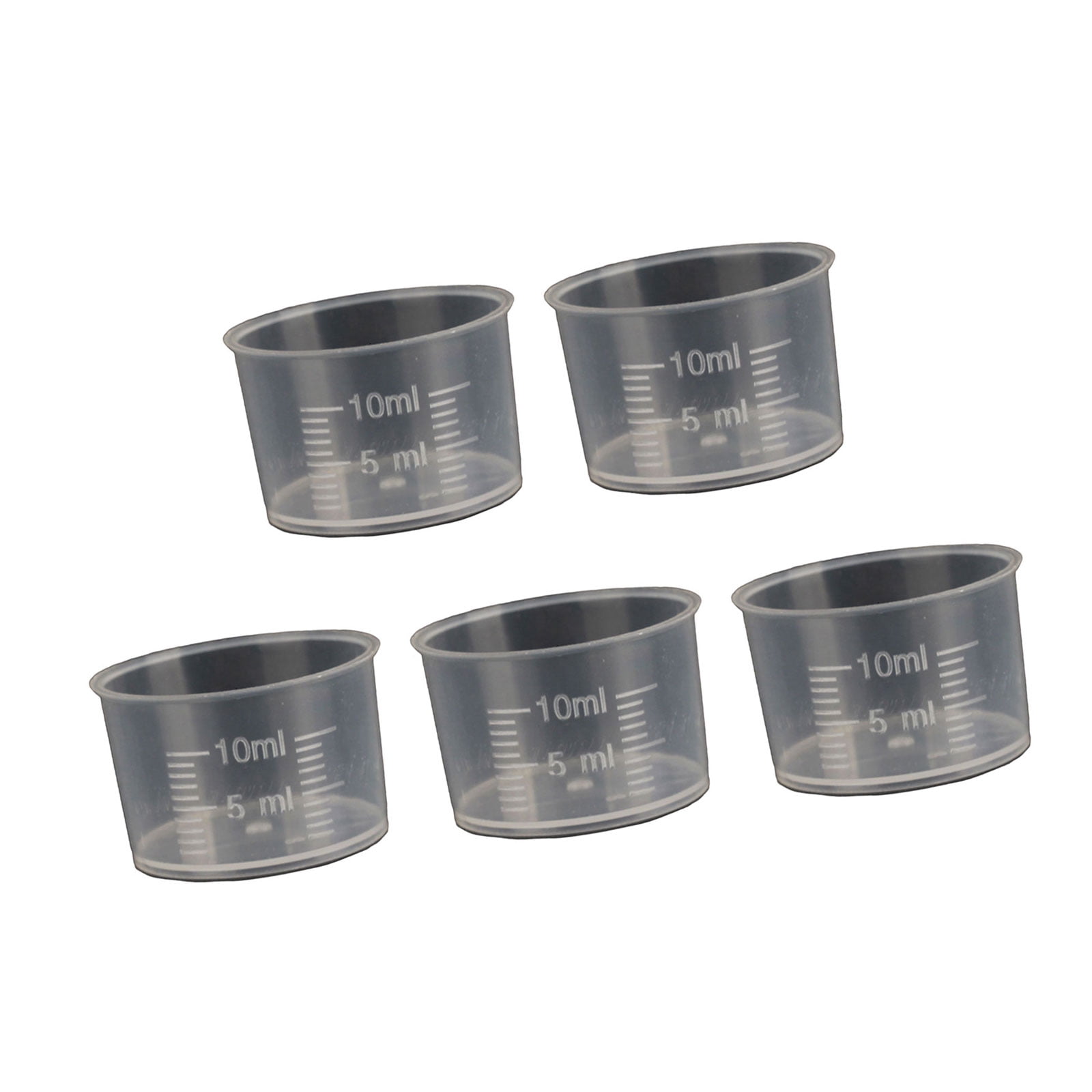 Pack of 5 Plastic Graduated Measuring Beaker Set Clear Liquid Measuring ...