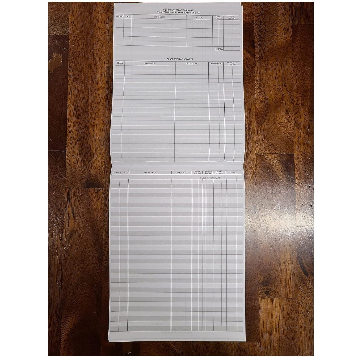 Pack of 5 Premium Check Registers for Deskbook Checks, Secretary Desk