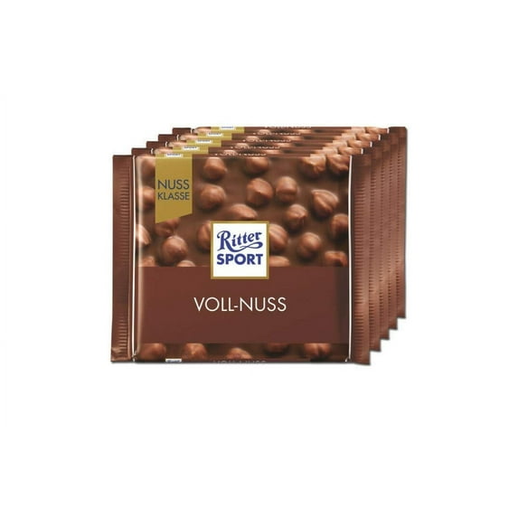 (Pack of 5) Ritter Sport Whole Hazelnut Milk Chocolate Bars 5x 100 gr / 5x 3.53Oz