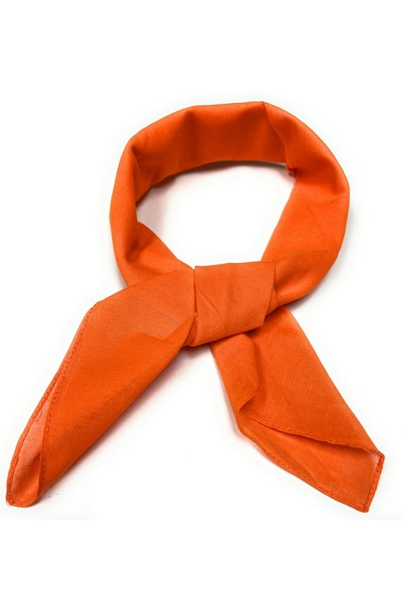 Pack of 5 Solid Neck Scarves 100% Cotton Square Head Scarf (Orange)