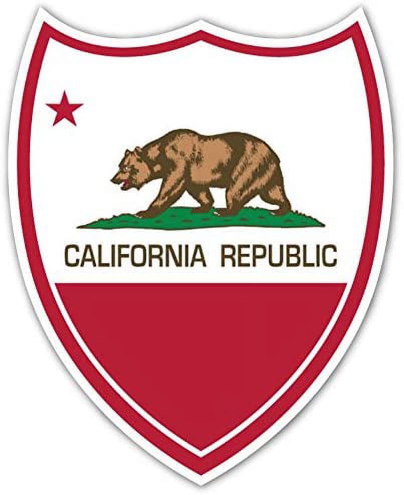 (Pack of 5 Stickers) State of California Republic Flag Shield Vinyl ...