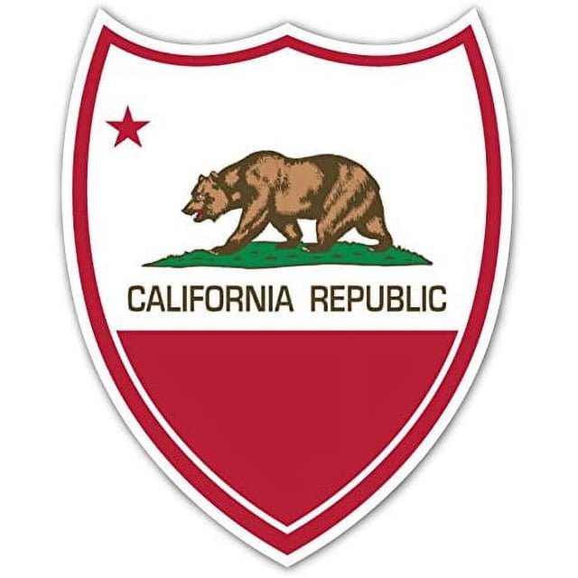(Pack of 5 Stickers) State of California Republic Flag Shield Vinyl ...