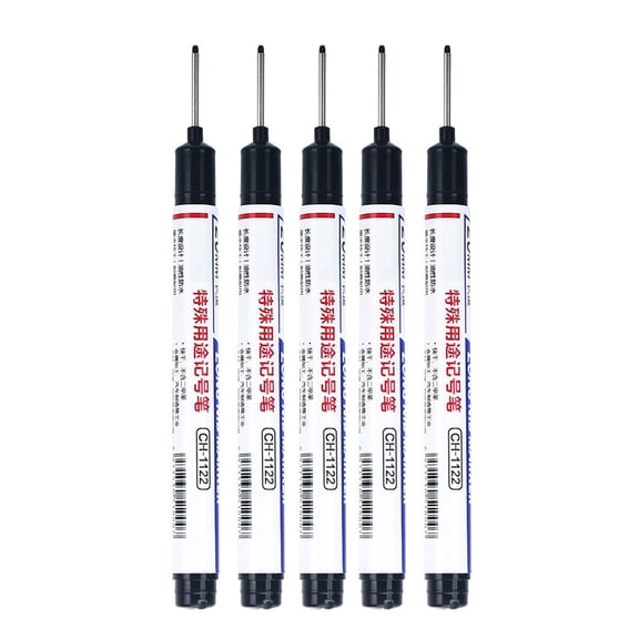 Pack of 5 Waterproof Industrial Markers Marking Pen with Quick Dry Inks for Hole Labeling on Concrete Plastic Materials