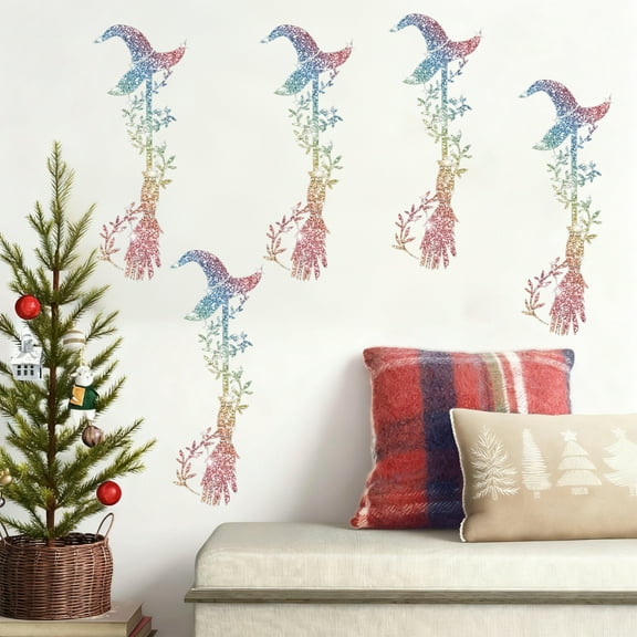 Pack of 5 Witch Theme Wall Stickers, PVC Vinyl Decals for Window Glass Door Decor, Easy to Apply and Remove Festive Decoration(Multicolor)