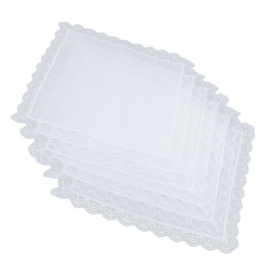 Pack of 5 Women' with Trimmings White Hanky