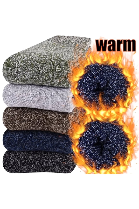 Pack of 5 Womens Wool Socks Winter Warm Thick Knit Soft Vintage Casual Crew Boot Socks Gifts