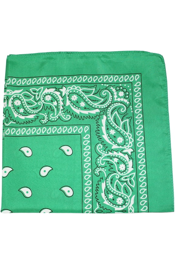 Pack of 5 X-Large Paisley Cotton Printed Bandana - 27 x 27 inches (Green)