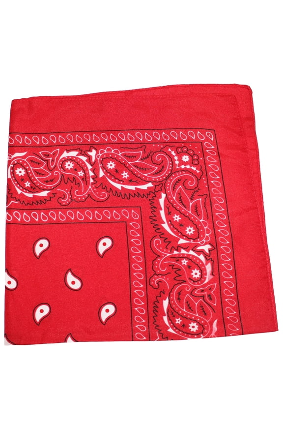 Pack of 5 X-Large Paisley Cotton Printed Bandana - 27 x 27 inches (Red)