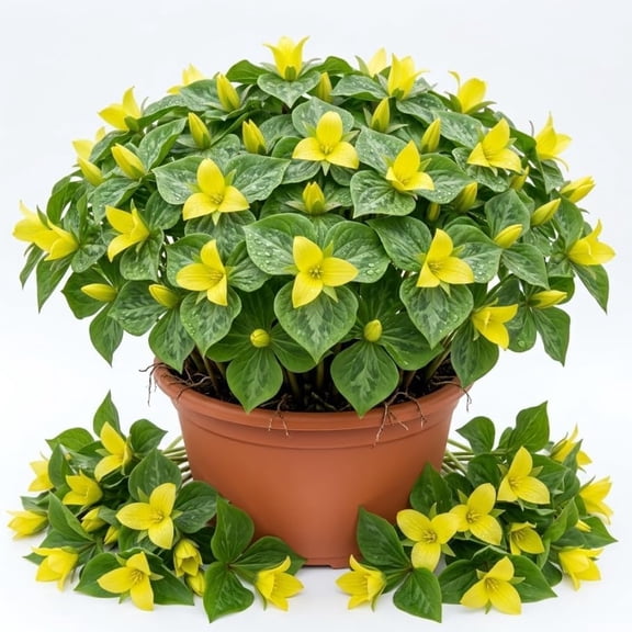 Pack of 5 Yellow Trillium Bulbs for Planting, Wood Lily Bulbs Lemon Trillium Flowers Tubers, Large Bulb, Partial Shades