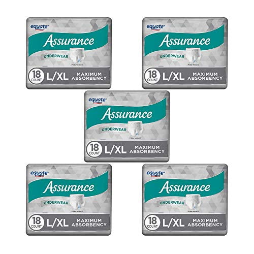 Pack of 5 -  for Men Maximum Absorbency Protective Underwear, Large/Extra Large, 18 ct