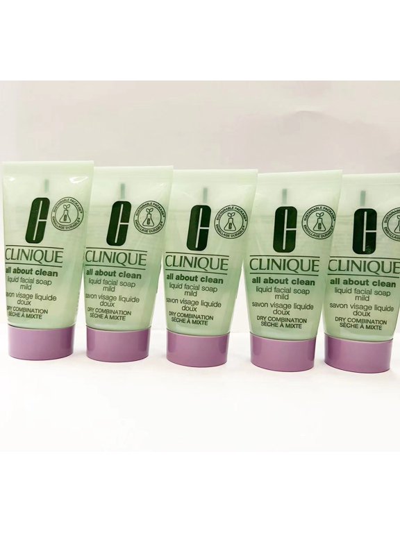 Pack of 5 x Clinique All About Clean Liquid Facial Soap Mild, 1 oz/30ml
