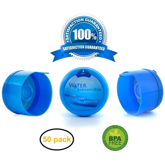 Pack of 50 - 3 & 5 Gallon Water Bargain Premium Water Cooler Jug Non Spill BPA-FREE Bottle caps