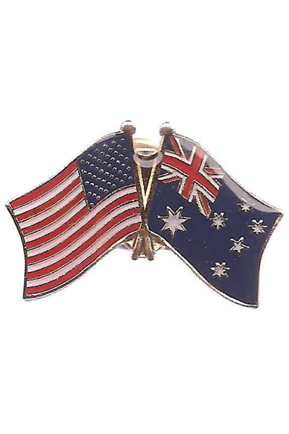 Pack of 50 Australia & US Crossed Double Flag Lapel Pins, Australian & American Friendship Tie & Hat Pin Badges
