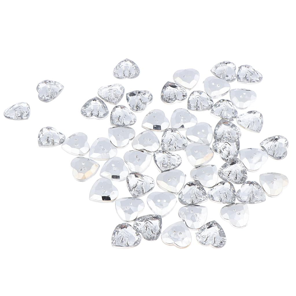 Pack of 50 Clear Acrylic Rhinestone 2 Holes Buttons for Clothes Sewing ...