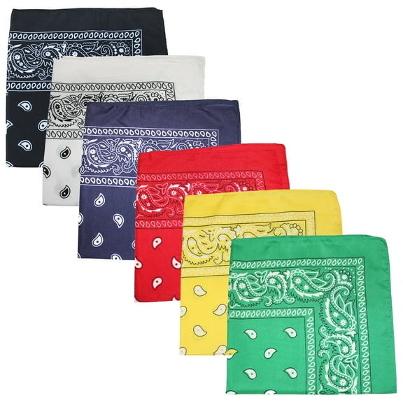 Pack of 50 Cotton 22 x 22 Inch Paisley Printed Bandana (Mix)