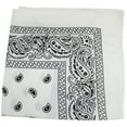 thumbnail image 1 of Pack of 50 Cotton 22 x 22 Inch Paisley Printed Bandana (White), 1 of 2