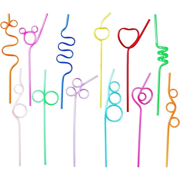 Pack of 50 Crazy Loop Straws, Happon Crazy Reusable Drinking Straws Silly Colorful Reusable Drinking Straws, Great for Parties, Carnivals, Fun
