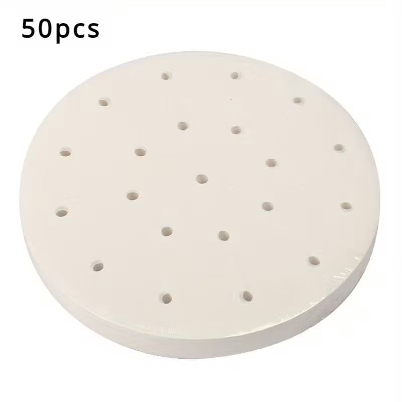 Pack of 50 Disposable Parchment Paper Liners for Air Fryers - 24Cm (9.45 Inches) - Oil and Water Resistant, Ideal for Baking, Grilling, and Steaming