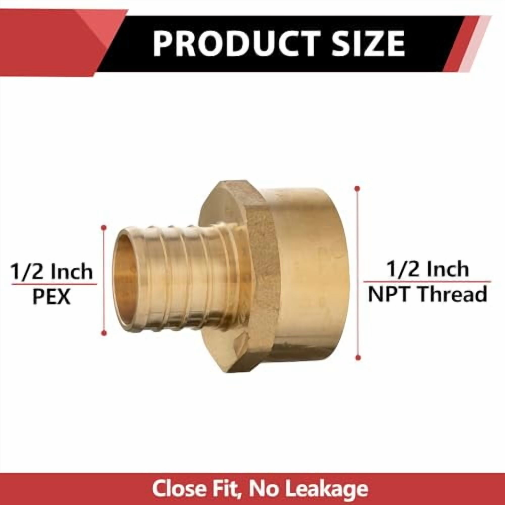 1/2 Inch PEX Male Threaded Elbow Adapter Brass ASTM F1807 Pack Of 5) EFIELD Pex 1/2"x 1/2" Male Threaded NPT Elbow Barb Crimp Brass Fittings,(PEX1807096-5PCS ASTM F1807 Certified Plumbing Fittings