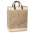 thumbnail image 1 of Pack of 50 -Eco-Friendly Jute Tote Bag with Cotton Accents & Leather Handles 13"W x 17"H x 8" Gusset - CarryGreen Bag, 1 of 1