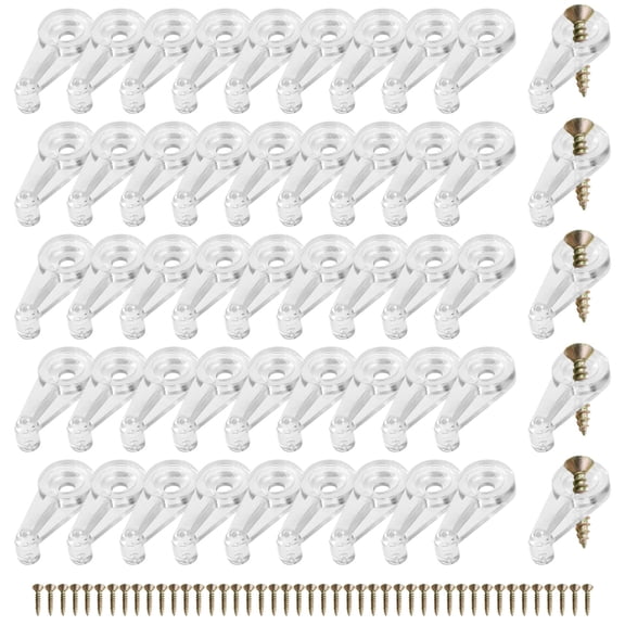 Pack of 50 Glass Retainer Clips Kits Glass Clip Glass Cabinet Clips with Screws Durable for Fixing Glass Cabinet Doors