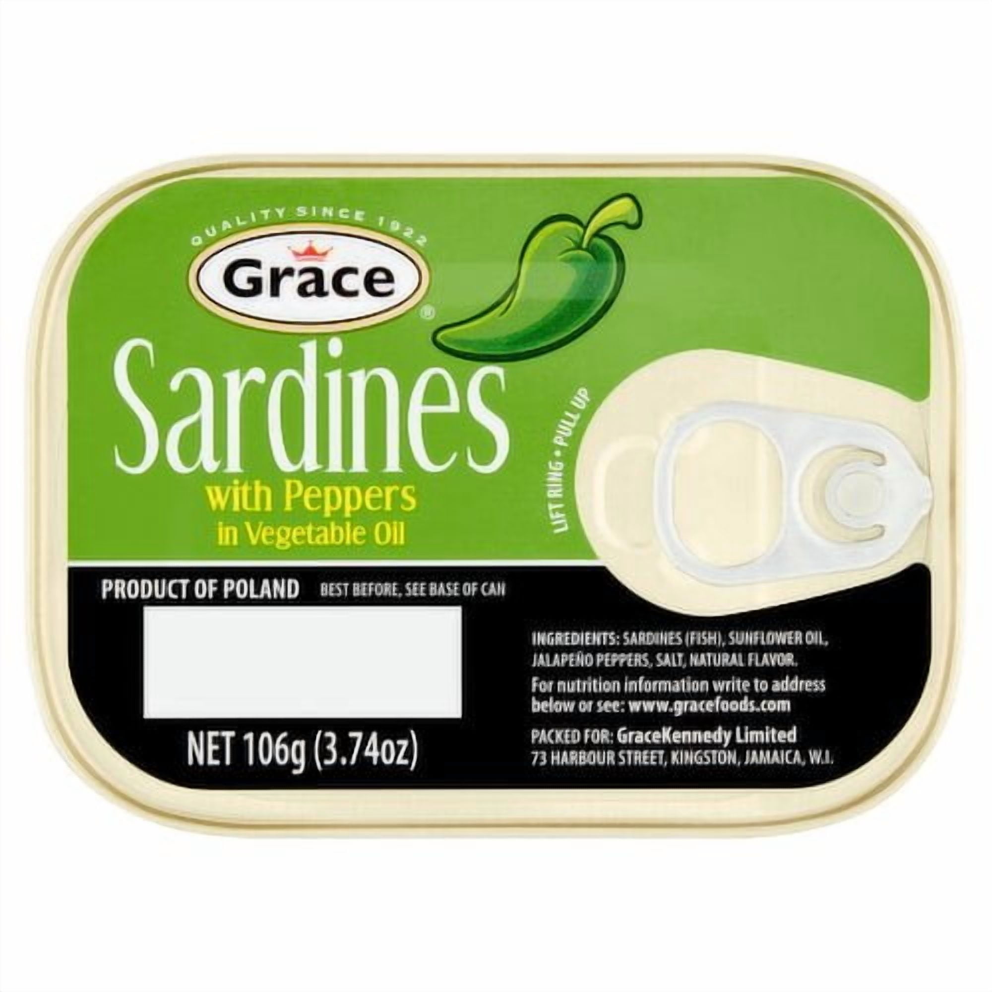 (Pack of 50) Grace Caribbean Sardines with Peppers in Vegetable Oil 3.74 oz
