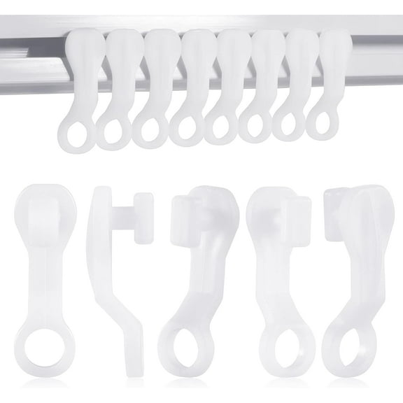 Pack of 50 Heavy Duty Curtain Hooks, Plastic Curtain Rail Gliders for Window, Door, and Shower Curtains
