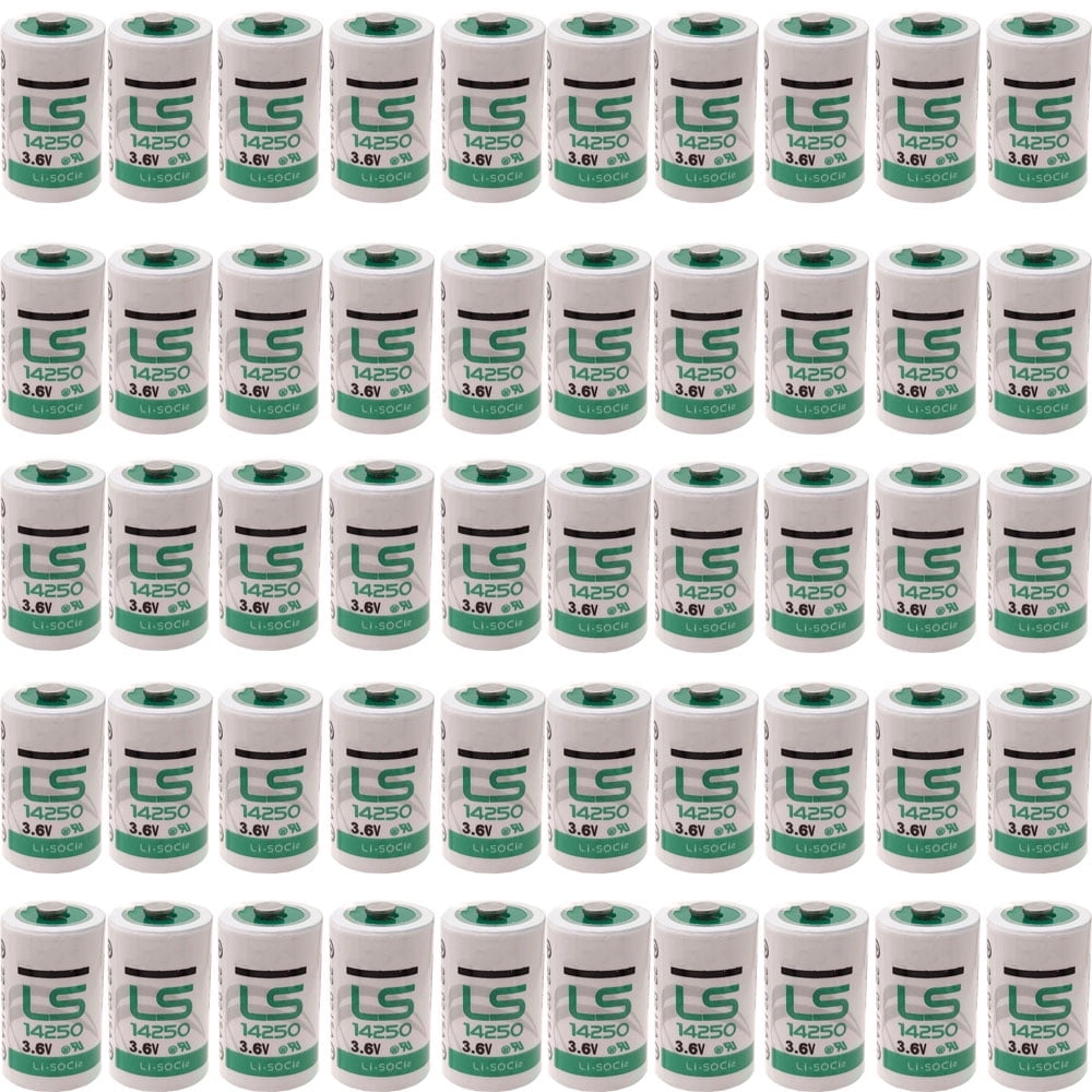 (Pack of 50) LS14250 3.6V 1/2 AA Lithium Battery Replace for SAFT LS 14250 LS14250 Battery, LS14250 Battery by SAFT, 1200mah